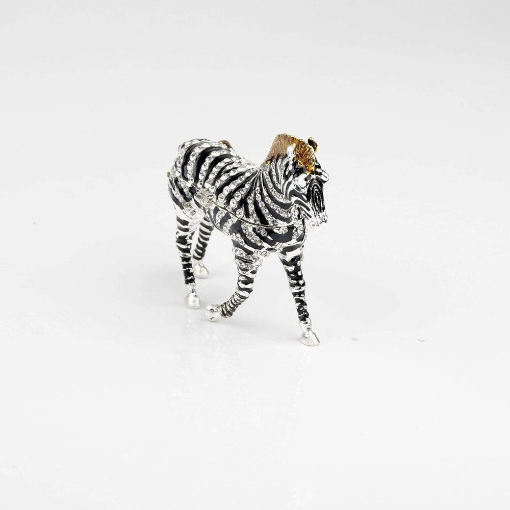 Cloisonne Zebra Trinket Jewelry Box with Rhinestones